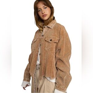POL Teddy Bear Vintage tan corduroy jacket with raw edge Small NWT